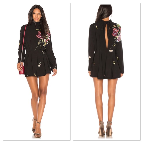 Free People Dresses & Skirts - Free People Black Floral Gemma Tunic Dress